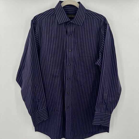 Other - Men's Navy Stripe Dress Shirt - Classic Long Sleeve